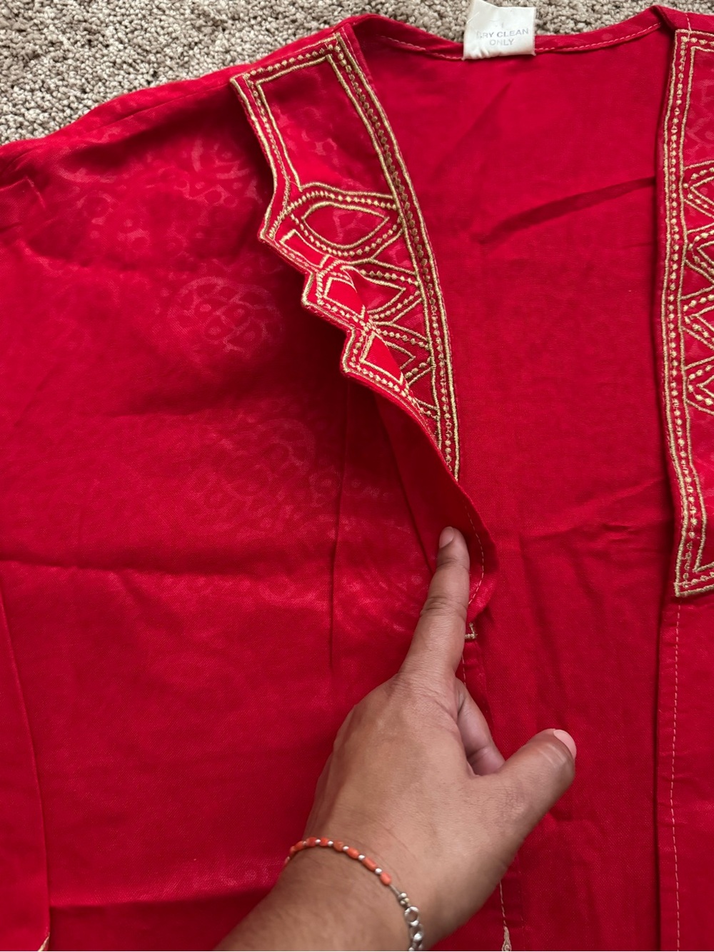 Embroidered Red Open Jacket - Picture 3 of 9